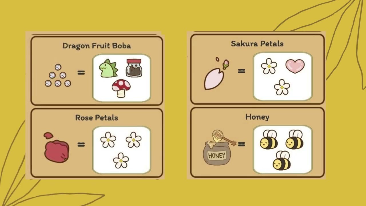 all recipes in boba story